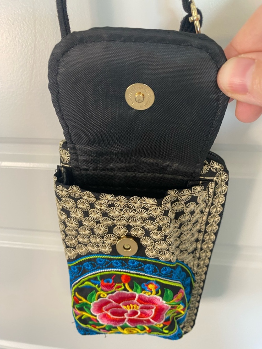Boho Embroidered Crossbody Wallet Bag Floral Festival Phone Purse - Picture 5 of 9